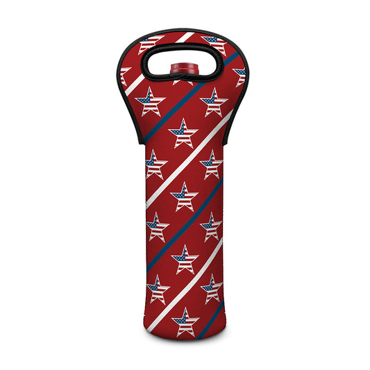 USA Patriotic Star Pattern Print Single Neoprene Wine Tote