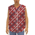 USA Patriotic Star Pattern Print Sleeveless Baseball Jersey