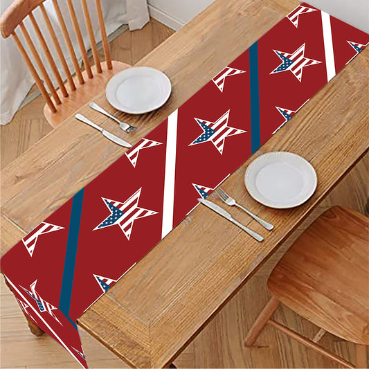 USA Patriotic Star Pattern Print Table Runner