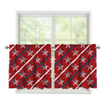 USA Patriotic Star Pattern Print Tier Curtains