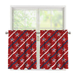 USA Patriotic Star Pattern Print Tier Curtains