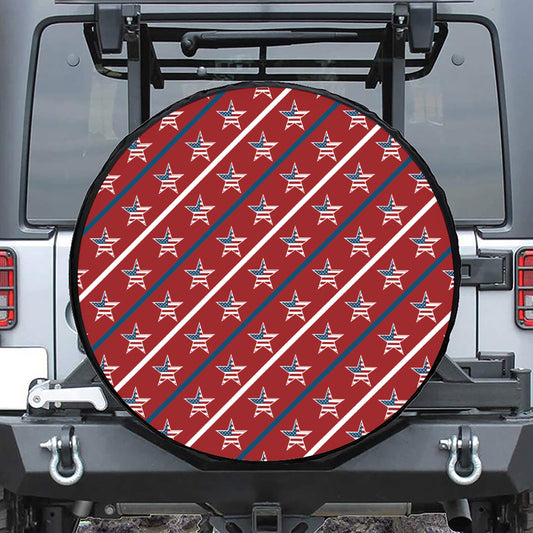 USA Patriotic Star Pattern Print Tire Cover