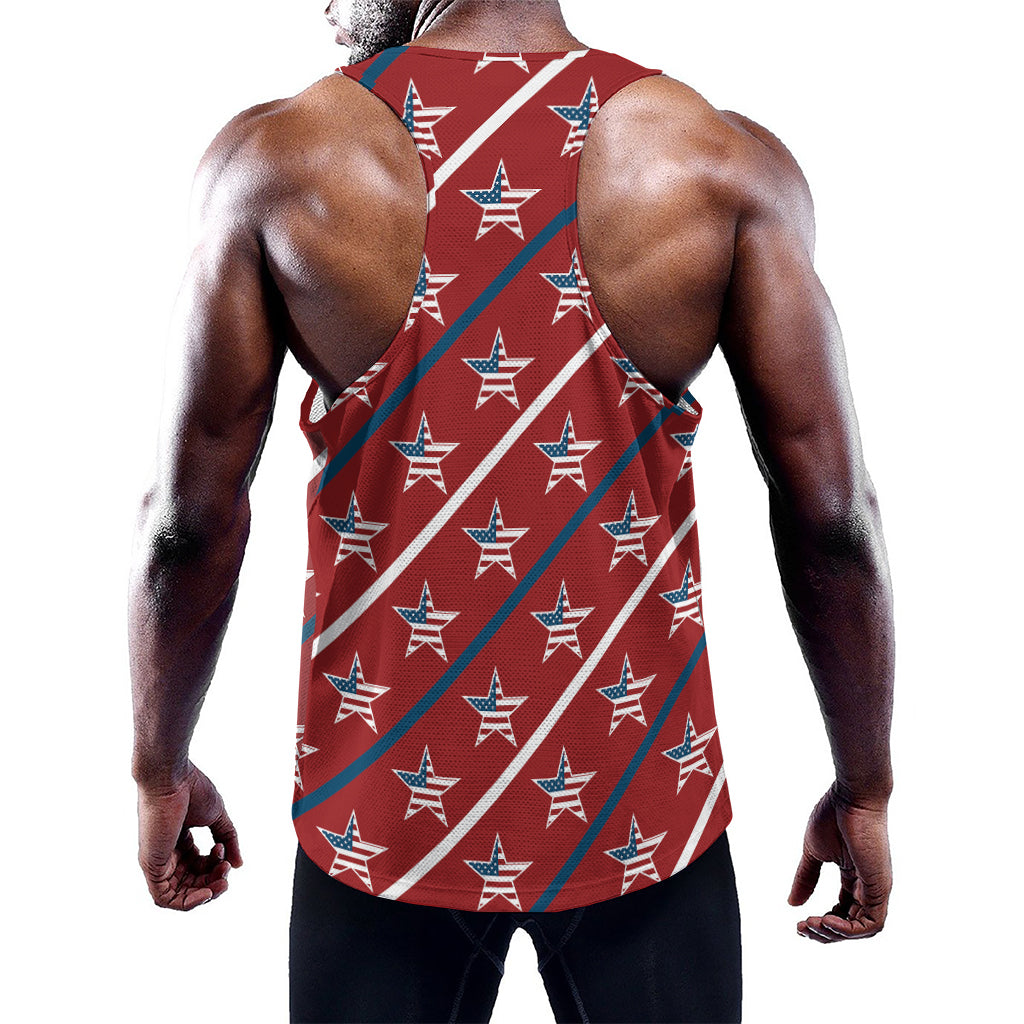 USA Patriotic Star Pattern Print Training Tank Top