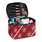 USA Patriotic Star Pattern Print Travel Makeup Bag