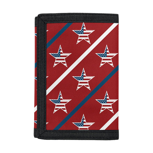 USA Patriotic Star Pattern Print Trifold Wallet