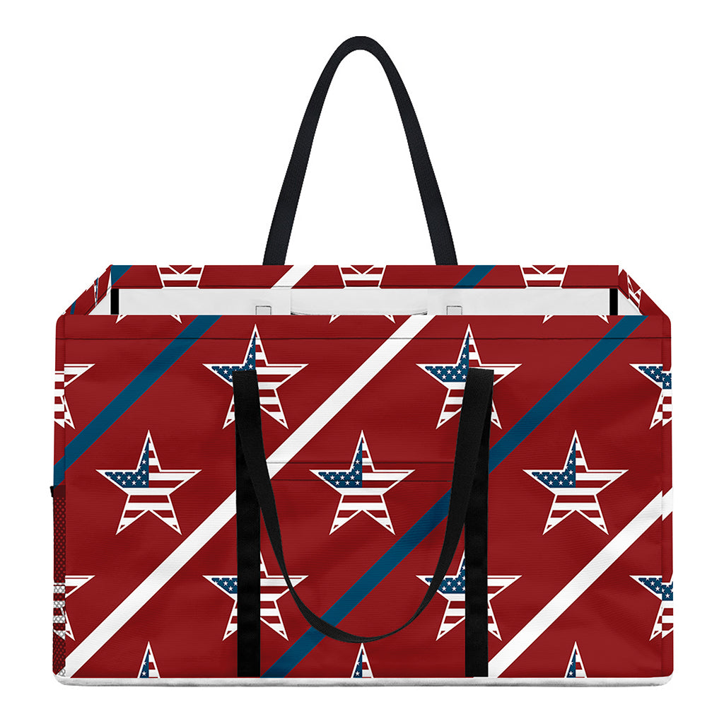 USA Patriotic Star Pattern Print Utility Tote Bag