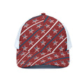 USA Patriotic Star Pattern Print White Mesh Trucker Hat