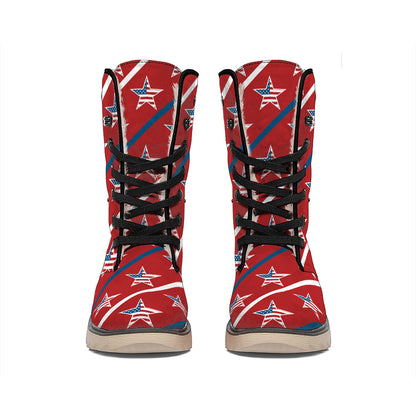USA Patriotic Star Pattern Print Winter Boots