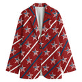 USA Patriotic Star Pattern Print Women's Blazer