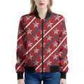USA Patriotic Star Pattern Print Women's Bomber Jacket
