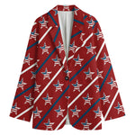 USA Patriotic Star Pattern Print Women's Cotton Blazer