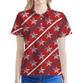 USA Patriotic Star Pattern Print Women's Polo Shirt