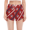USA Patriotic Star Pattern Print Women's Split Running Shorts