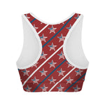 USA Patriotic Star Pattern Print Women's Sports Bra
