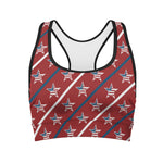 USA Patriotic Star Pattern Print Women's Sports Bra