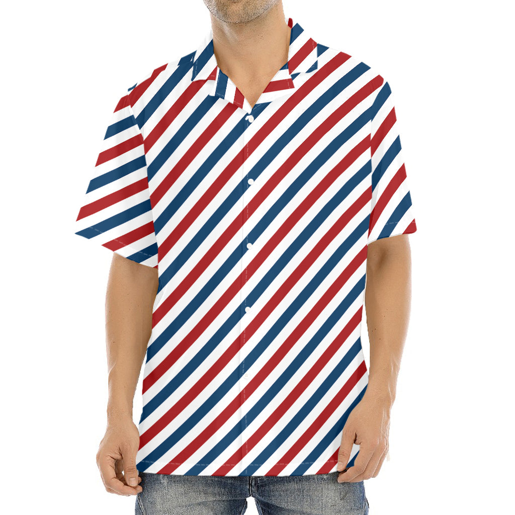USA Patriotic Striped Pattern Print Aloha Shirt