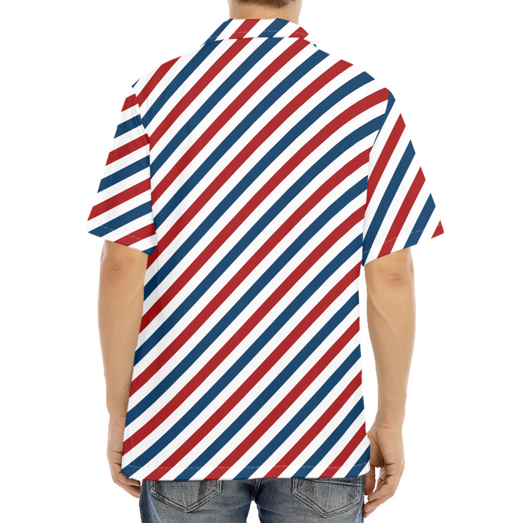 USA Patriotic Striped Pattern Print Aloha Shirt