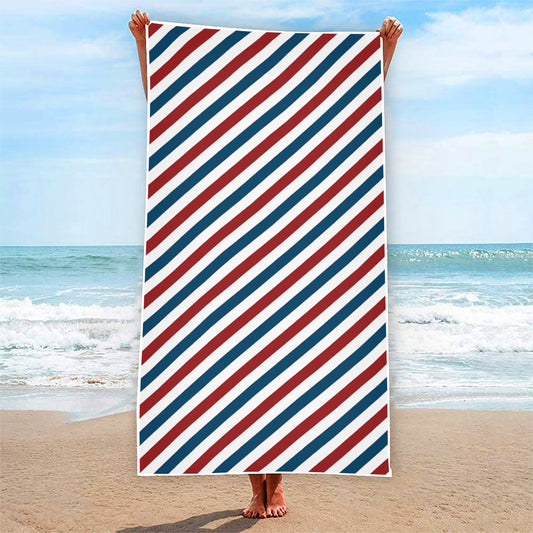 USA Patriotic Striped Pattern Print Beach Towel