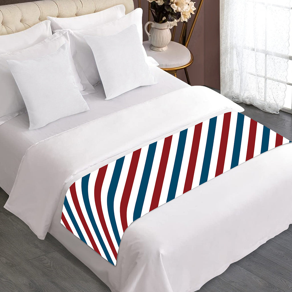 USA Patriotic Striped Pattern Print Bed Runner