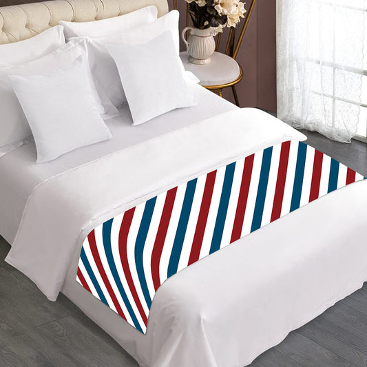 USA Patriotic Striped Pattern Print Bed Runner