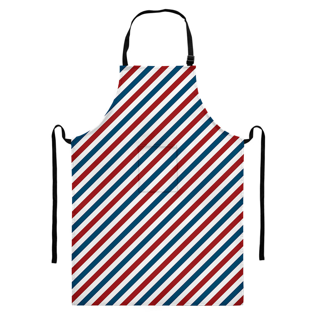 USA Patriotic Striped Pattern Print Bib Apron With Pocket