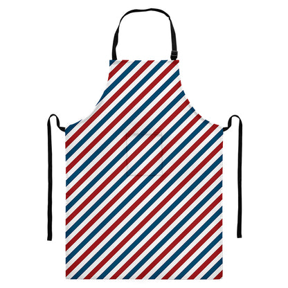 USA Patriotic Striped Pattern Print Bib Apron With Pocket