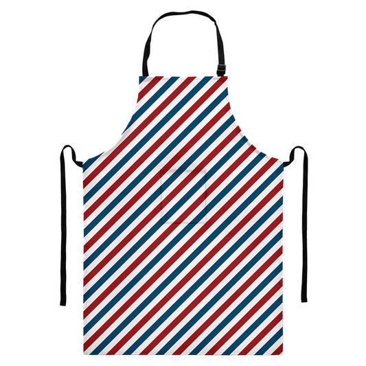 USA Patriotic Striped Pattern Print Bib Apron With Pocket