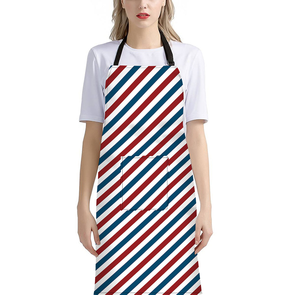 USA Patriotic Striped Pattern Print Bib Apron With Pocket