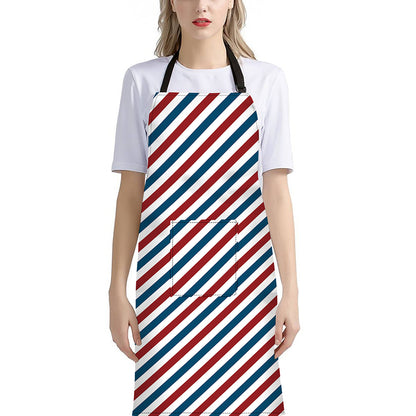 USA Patriotic Striped Pattern Print Bib Apron With Pocket