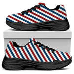 USA Patriotic Striped Pattern Print Black Chunky Shoes