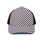 USA Patriotic Striped Pattern Print Black Mesh Trucker Cap