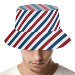 USA Patriotic Striped Pattern Print Bucket Hat