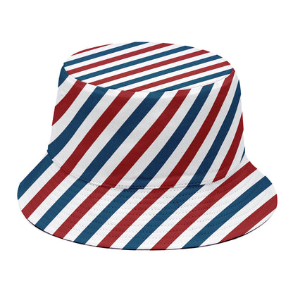 USA Patriotic Striped Pattern Print Bucket Hat