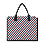 USA Patriotic Striped Pattern Print Canvas Tote Bag