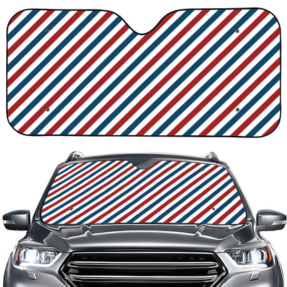 USA Patriotic Striped Pattern Print Car Windshield Sun Shade