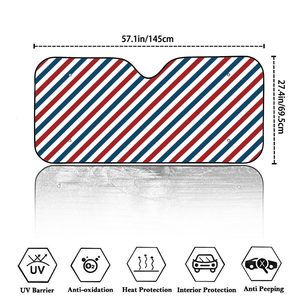 USA Patriotic Striped Pattern Print Car Windshield Sun Shade