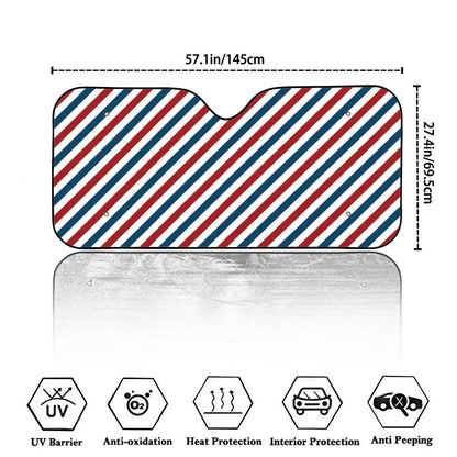 USA Patriotic Striped Pattern Print Car Windshield Sun Shade