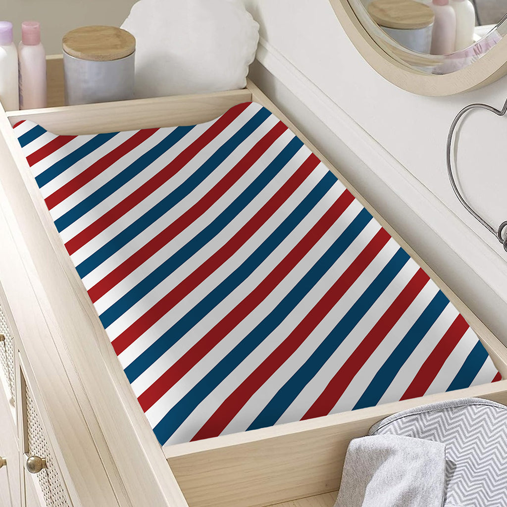 USA Patriotic Striped Pattern Print Changing Pad Cover