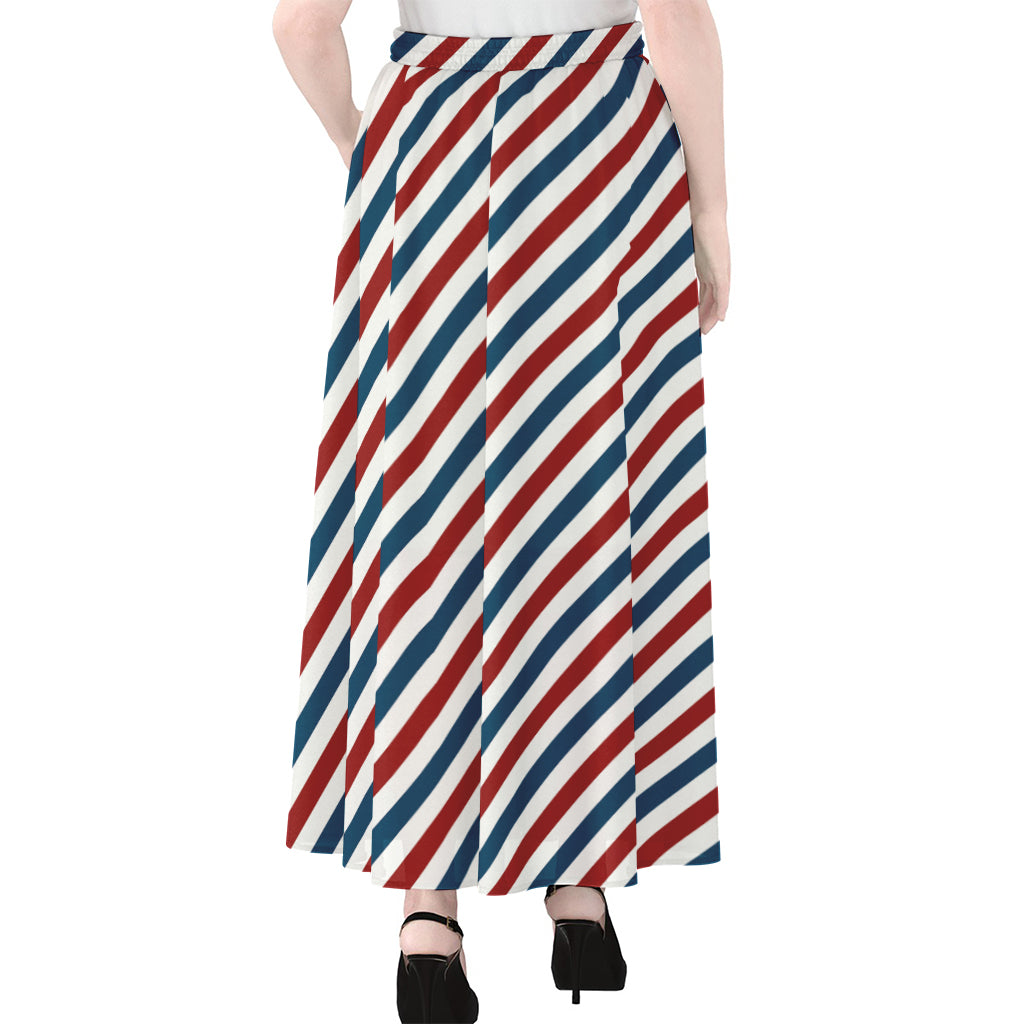 USA Patriotic Striped Pattern Print Chiffon Maxi Skirt