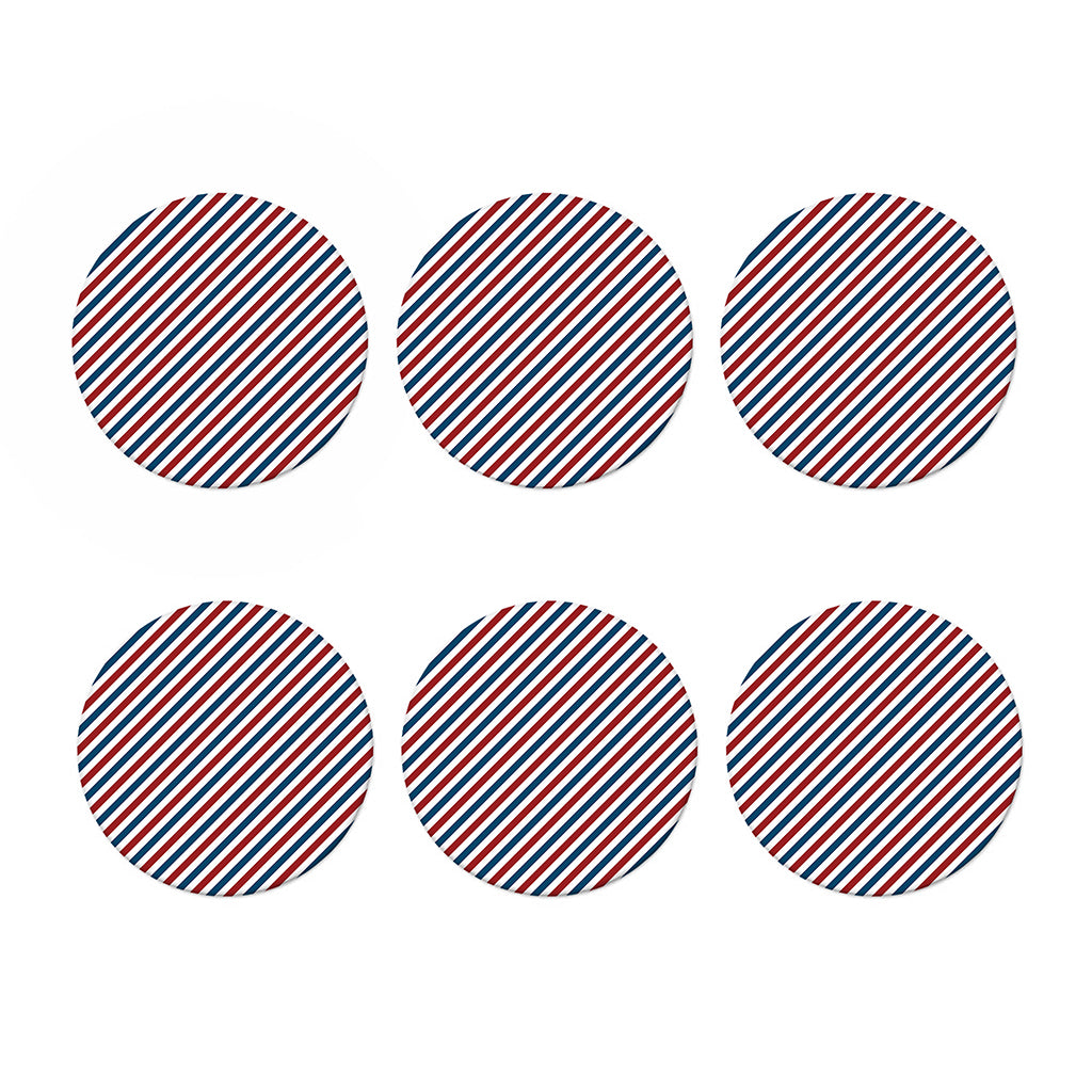 USA Patriotic Striped Pattern Print Coaster Set