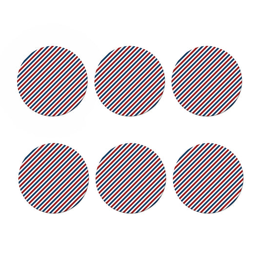 USA Patriotic Striped Pattern Print Coaster Set
