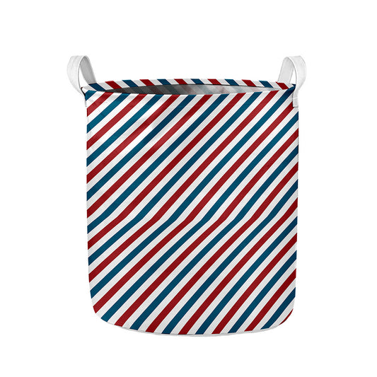 USA Patriotic Striped Pattern Print Collapsible Laundry Basket