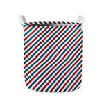 USA Patriotic Striped Pattern Print Collapsible Laundry Basket