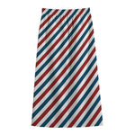 USA Patriotic Striped Pattern Print Cotton Front Slit Maxi Skirt