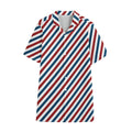 USA Patriotic Striped Pattern Print Cotton Hawaiian Shirt