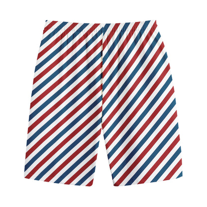 USA Patriotic Striped Pattern Print Cotton Shorts
