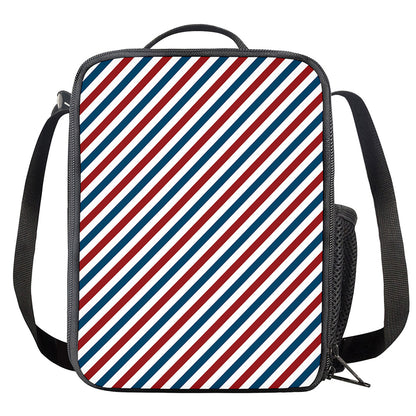 USA Patriotic Striped Pattern Print Crossbody Lunch Bag