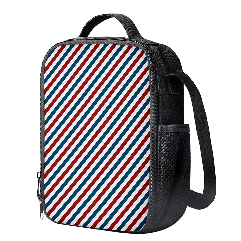 USA Patriotic Striped Pattern Print Crossbody Lunch Bag