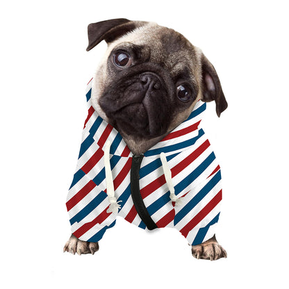 USA Patriotic Striped Pattern Print Dog Zip Up Hoodie