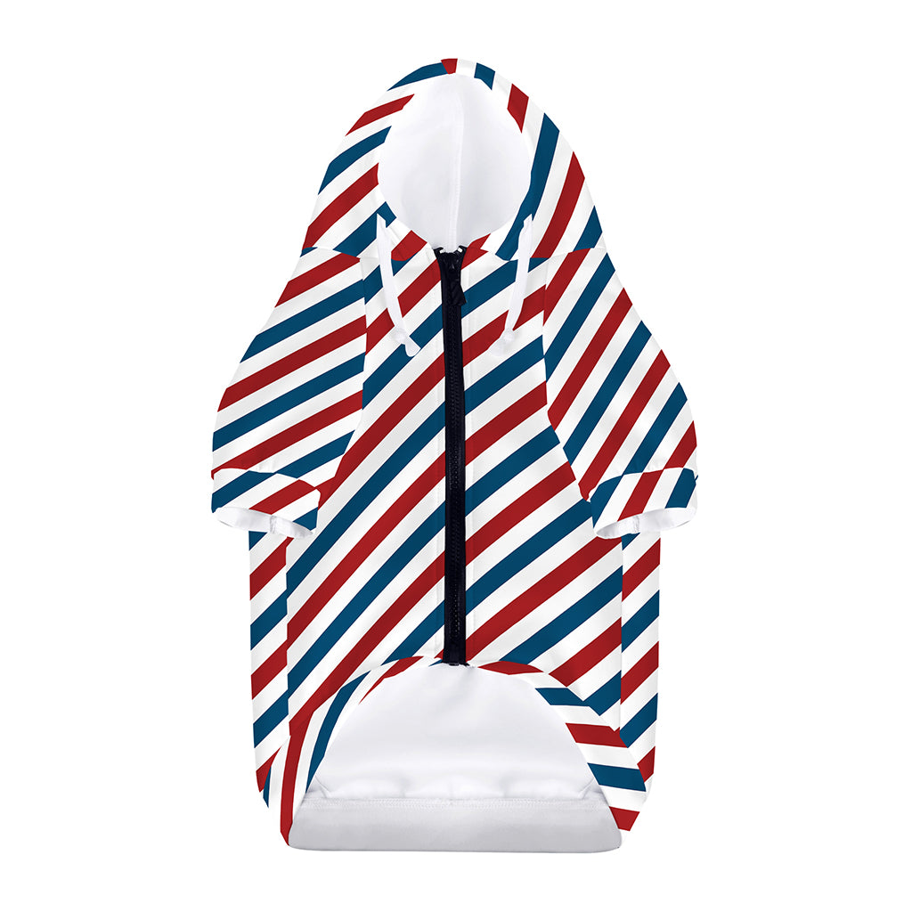 USA Patriotic Striped Pattern Print Dog Zip Up Hoodie